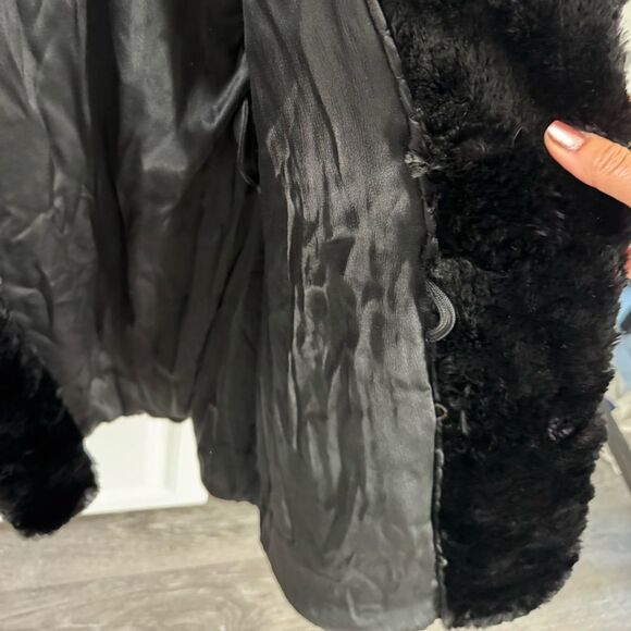 Capitol Fur Co. Real Rabbit Fur Mid-Length Coat Black Medium Vintage Luxury - Picture 4 of 7